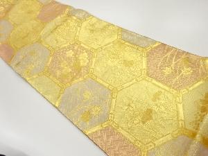 佐賀錦亀甲・梅・菊に流水模様織出し袋帯